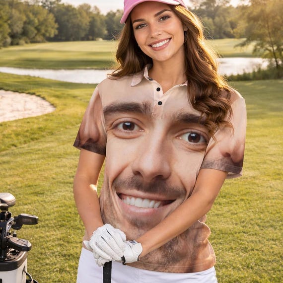 Personalized Face Polo Shirt,Custom Photo Golf Shirt,Funny Couple Matching Shirts,Gift for Boyfriend Girlfriend,Summer Vacation Outfit