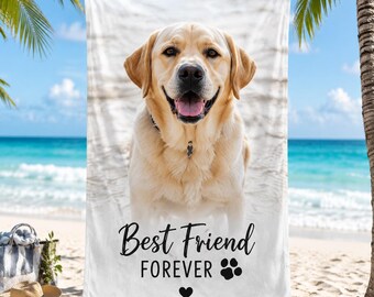 Personalized Dog Beach Towel, Custom Pet Photo Towel, Dog Lover Gift, Custom Puppy Towel, Pool And Beach Towel, Pet Lover Gift