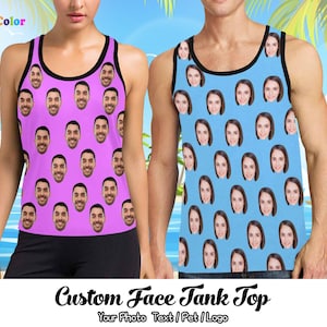 Custom Tank Top for Women Men, Personalized Photo on Tank Top, Sleeveless Shirt Couple Tank Top, Funny Face Tank Top Gift, for Him Her BF