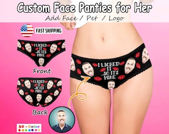 Custom Face Lace Thong Panties, Personalized Photo Underwear