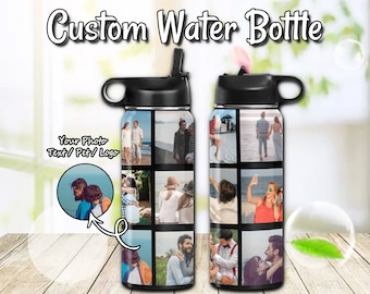 Botella de agua con foto personalizada y pajita: regalo conmemorativo personalizado