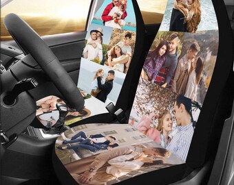 Personalized Car Seat Covers Custom Photo, Couple Memory Car Seat Cover, Custom Car Interior Decor, Travel Gift, Anniversary Gift