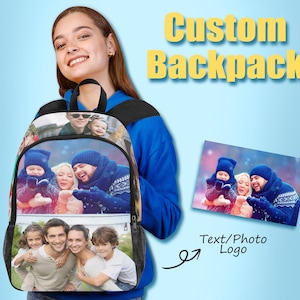 Sac à dos personnalisé pour enfants avec photo, cartable personnalisé pour filles et garçons, sac à dos de voyage, cadeaux de rentrée scolaire, cadeau fils, sac à dos universitaire personnalisé