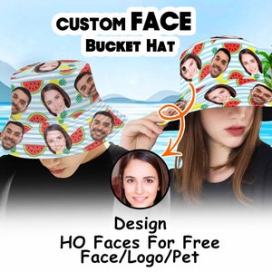 Custom Face Bucket Hats for Men Women, Couple Hawaiian Hats, Personalized Outdoor Summer Hats, Fisherman Hats With Photo, Holiday Gifts