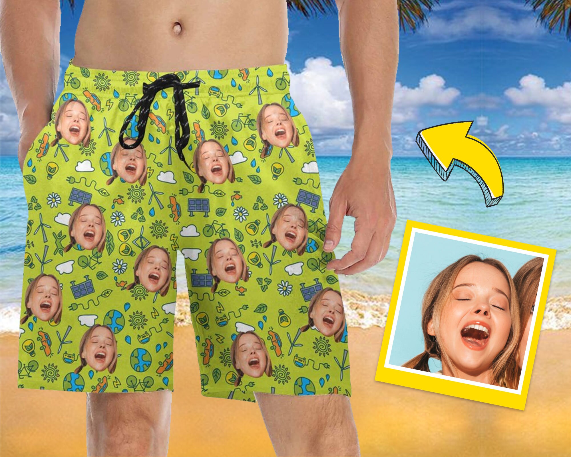 Custom Face Swim Trunks Personalized 
