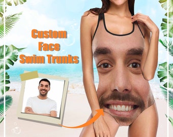 Benutzerdefiniertes Gesicht Einteiler-Badeanzug: Personalisierte Foto Bademode, Bachelorette Geschenk, Valentinstag Geschenk