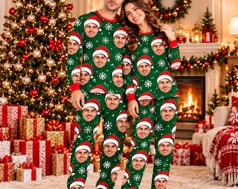 Personalized Christmas Pajamas with Faces, Custom Photo Matching PJs, Funny Couple Sleepwear, Christmas Gift for Boyfriend