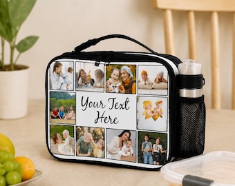 Personalized Family Photo Lunch Bag Custom Insulated Lunch Box Family Gift Custom Name Lunch, Cooler Bag for Mom Dad, Back to School Gift