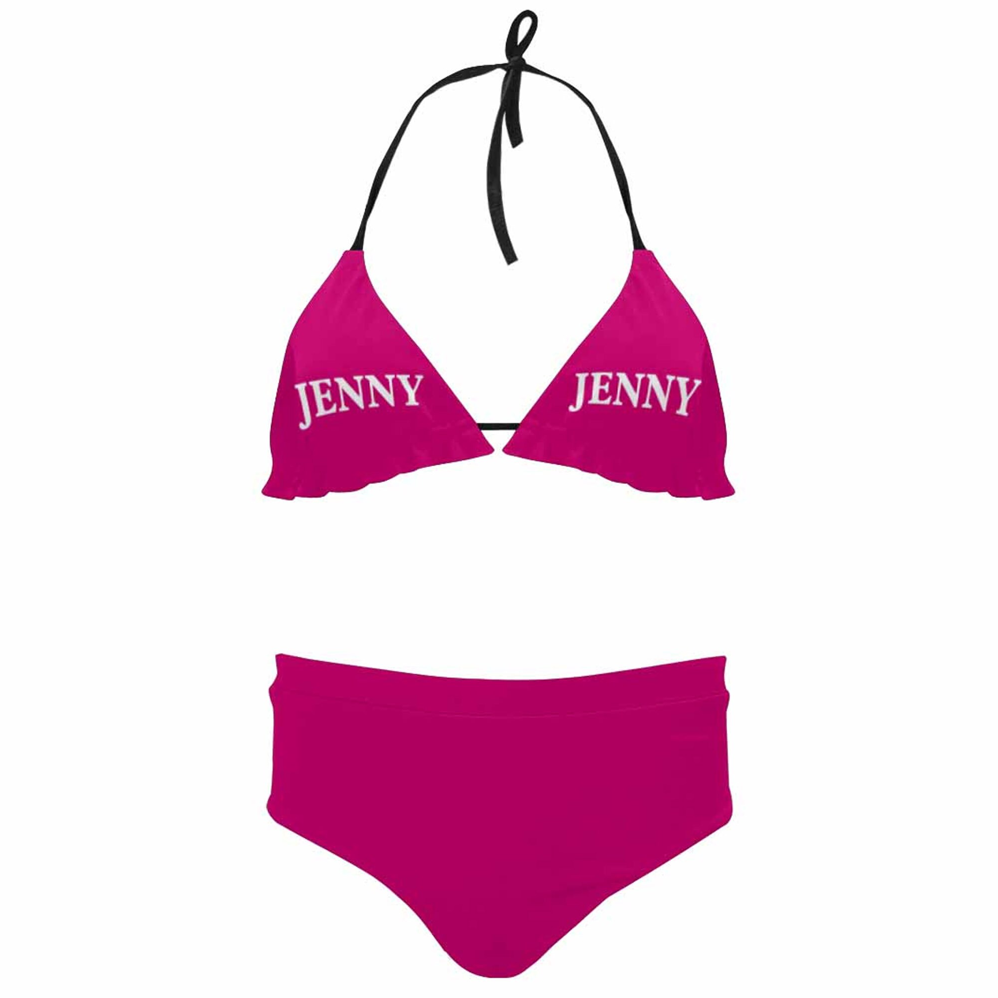 Custom Text Name Halter Bikini Swimsuit Funny Bathing Suits Etsy