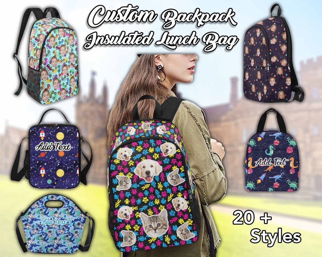 Personalized Kids Backpack Set: Custom Name School Bag & Lunchbox - Etsy