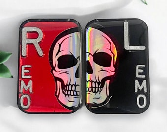 Holographic Split Skull X-Ray Markers | Personalized Radiology Tech Gift | Custom R & L Set | Plain Color Xray Markers