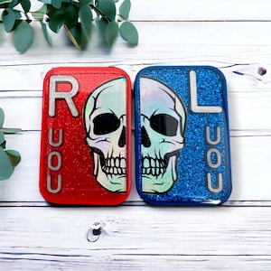 Split skull x-ray markers, holographic xray markers, xray tech gift, x-ray markers with initials, xray badge reel, radiology markers sets