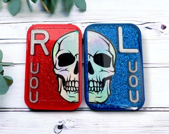 Split skull x-ray markers, holographic xray markers, xray tech gift, x-ray markers with initials, xray badge reel, radiology markers sets