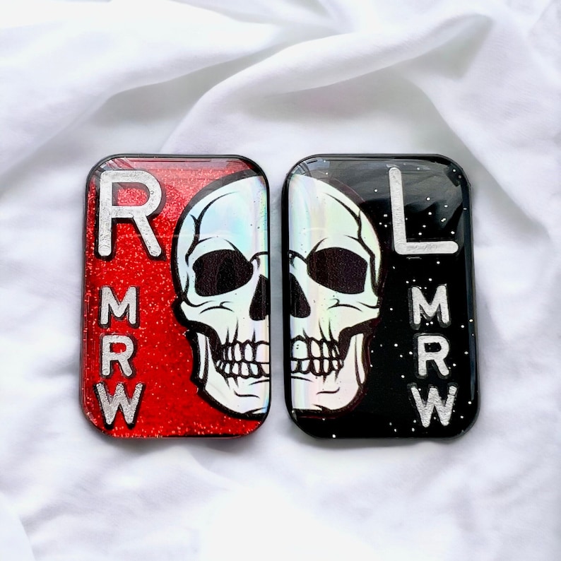 Split Skull X-Ray Markers | Holographic Radiology Tech Gift | Personalized R & L Set | Custom Xray Markers for RT Students image 1