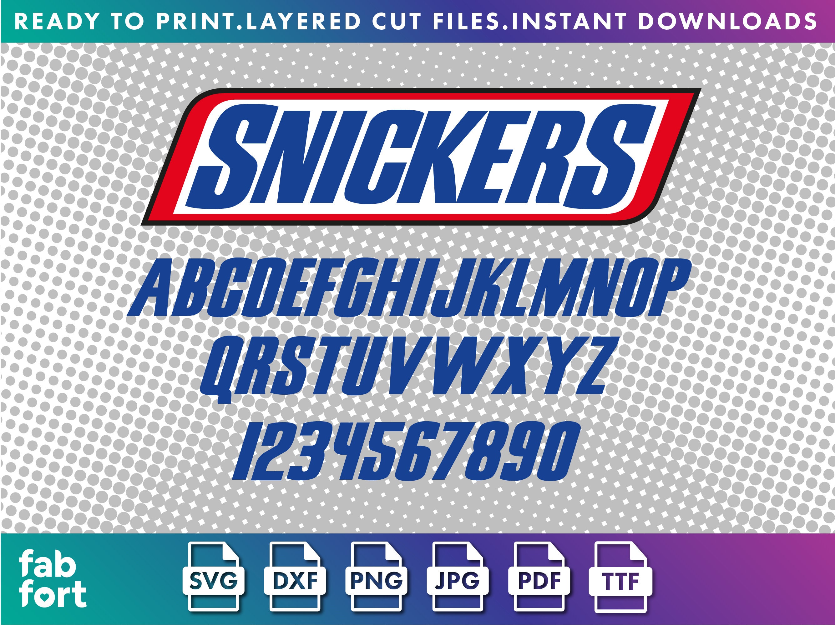 Snickers Font and Logo Pack SVG_DXF_PNG_JPG_PDF_TTF Cricut Cut Etsy