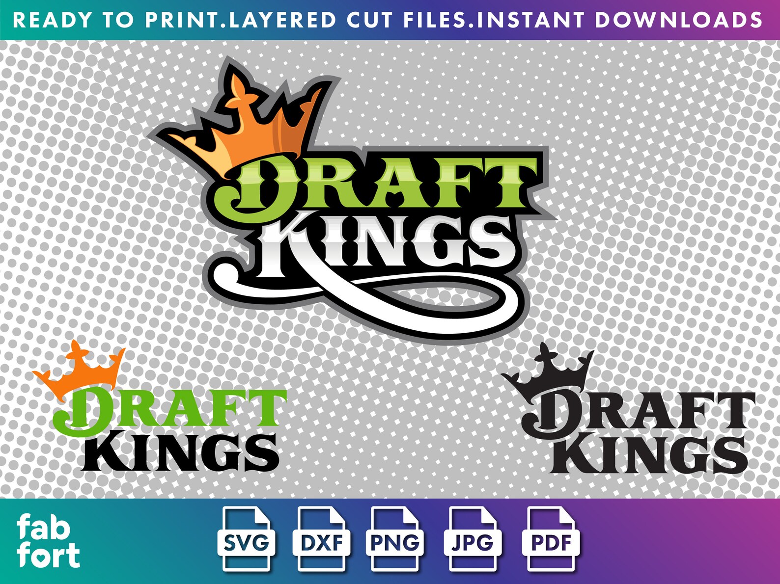 Draft Kings logo full color cut files for cricut and Etsy