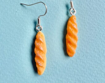 French Stick Bread dangle Earrings, quirky jewellery, funky, cute and fun earrings, UK earrings, original earrings #food #french stick!
