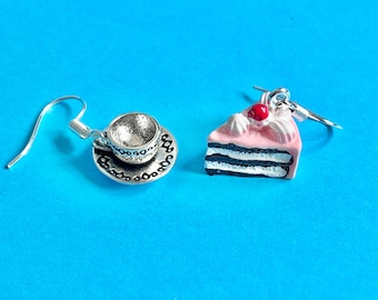 Tea and Cake dangle earrings, cute, quirky, fun, funky #afternoon tea #cake