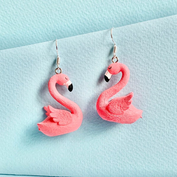 Flamingo Pink dangle earrings Quirky, Funky and Fun Animal Earrings