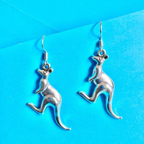 Kangaroo Cute dangle earrings, fun funky, dangler earrings, animal