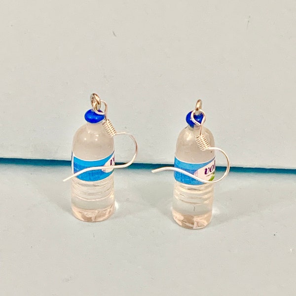 Water bottle dangle earrings, Funky Earrings, Fun Earrings, Quirky and original.