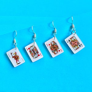 Spielkarte Joker/Karo/Herz/Kreuz baumeln Ohrringe fun und flippig, originell und schrullig #gambler!