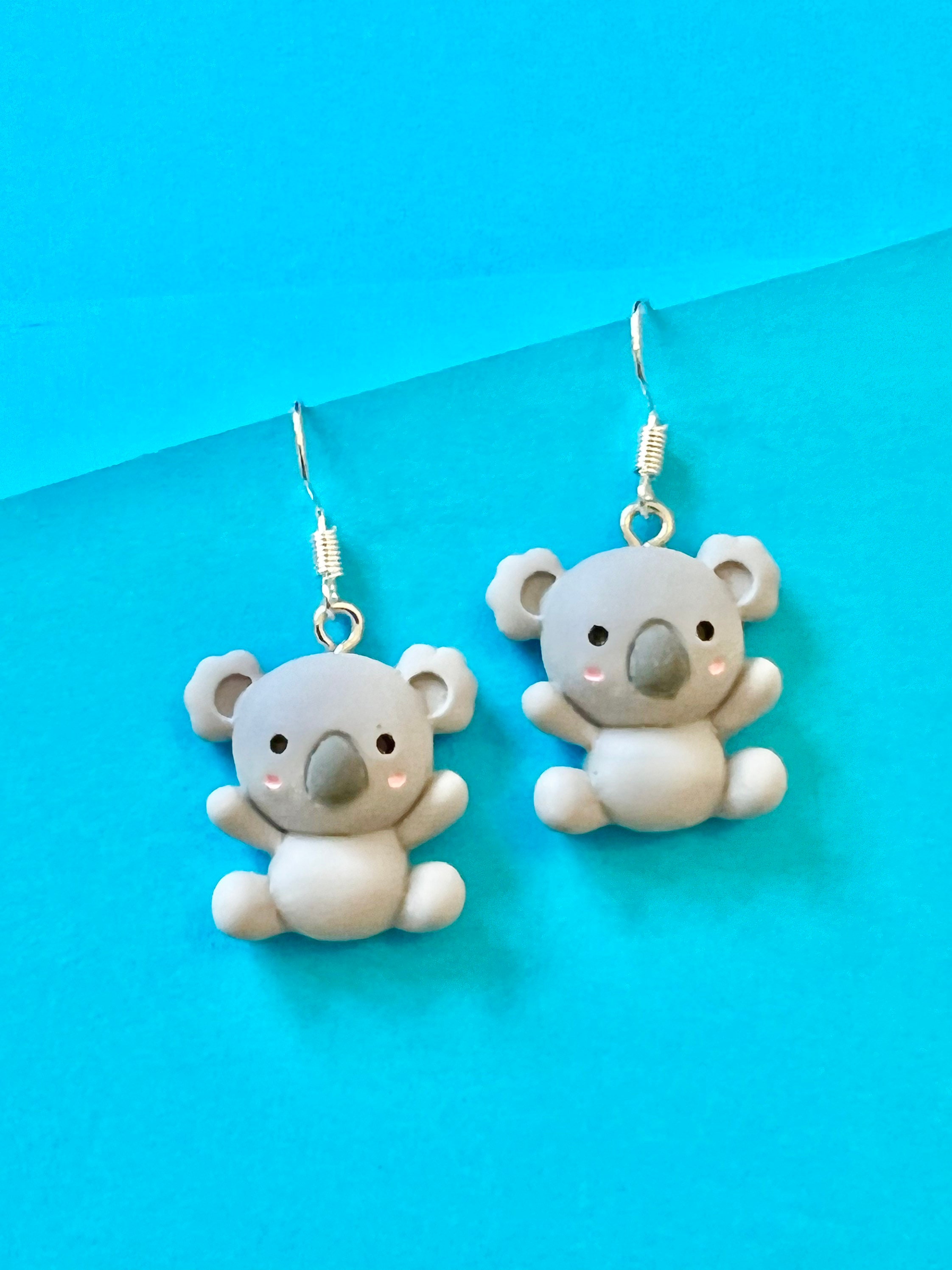 Orecchini A Forma Di Orsetto Koala In Argento 925 - Regalo In Confezione, Dimensione 8x5 Mm, Gioiello Delicato Per Donna