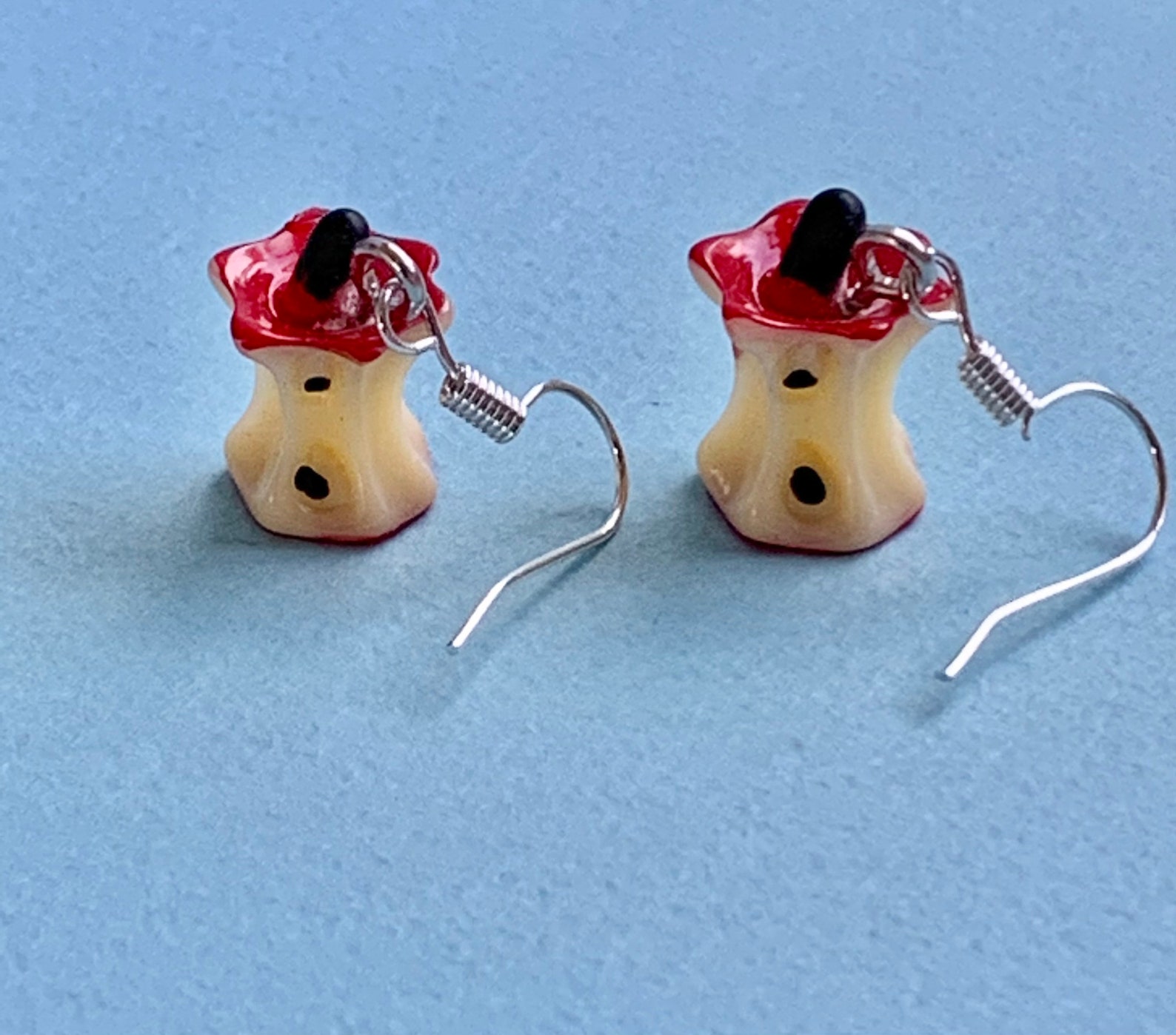 Apple Core dangle earrings quirky jewellery funky and fun Etsy