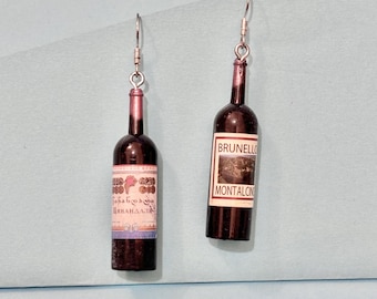 Wine Bottle Red dangle earrings, Funky, Fun, Cute and original