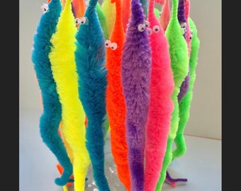 Fluffy Worm on a String Plushies - Etsy