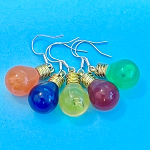 Pendientes colgantes de bombilla, divertido funky, colgante, pendientes retro colgantes