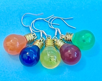 Light Bulb dangle earrings, fun funky, dangle, dangler Retro earrings