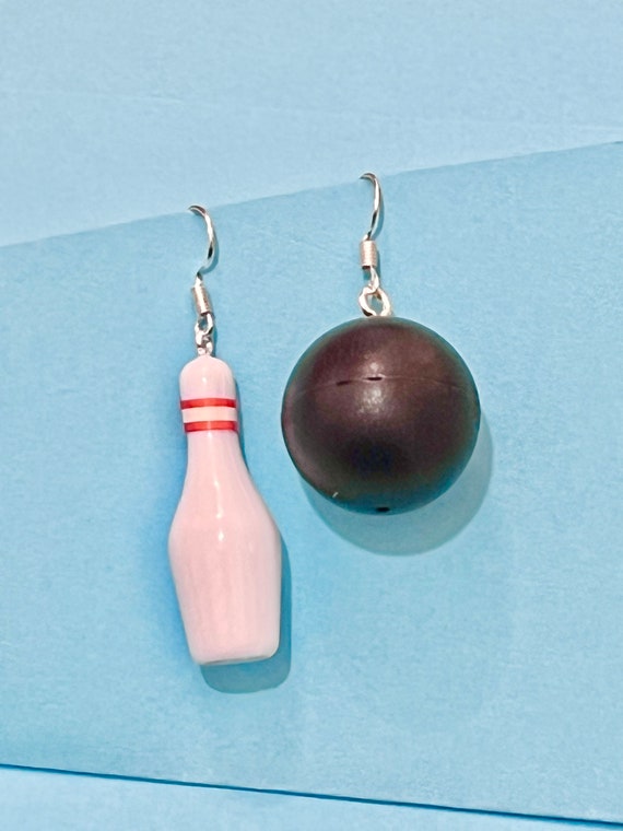 Orecchini Pendenti A Forma Di Bowling – Palla E Birilli In Acrilico Colorato, Per Donne, Sportive E Festa A Tema