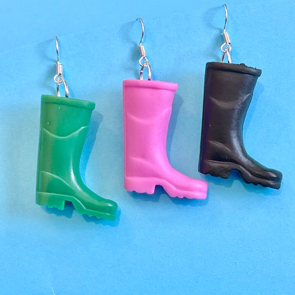 Boucles d'oreilles pendantes bottines Wellington, bottes en caoutchouc, Welly, boucles d'oreilles #festival super mignonnes, originales, amusantes et funky