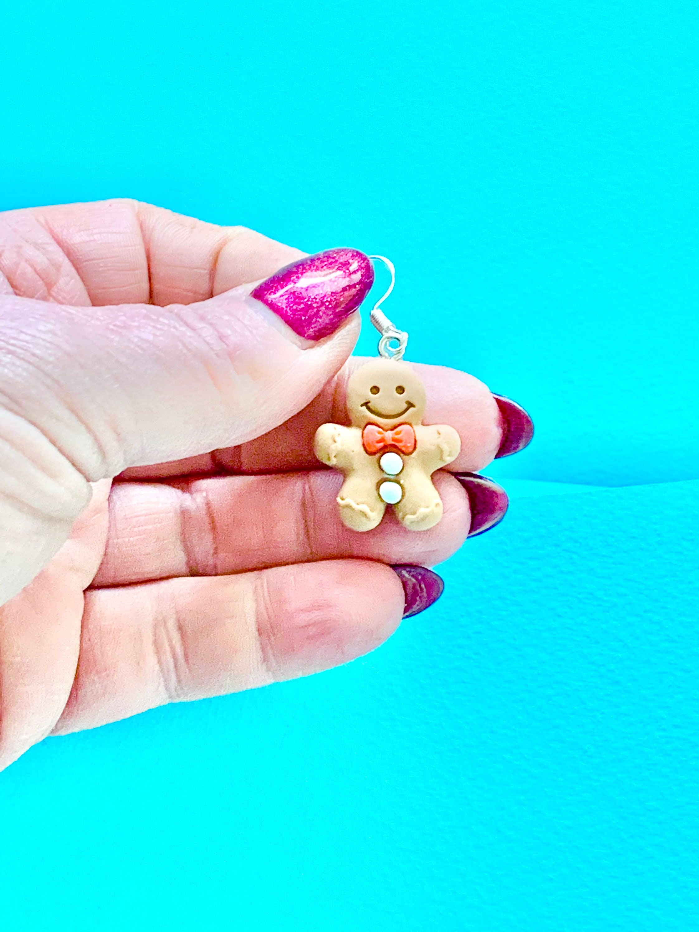NAUZE Orecchini Pendenti A Forma Di Omino Di Pan Di Zenzero Con Strass E Glitter - Gioielli Creativi Per Donne E Ragazze