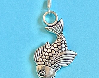 Fish dangle earrings delicate and dainty, present for her, fisherwoman, carp