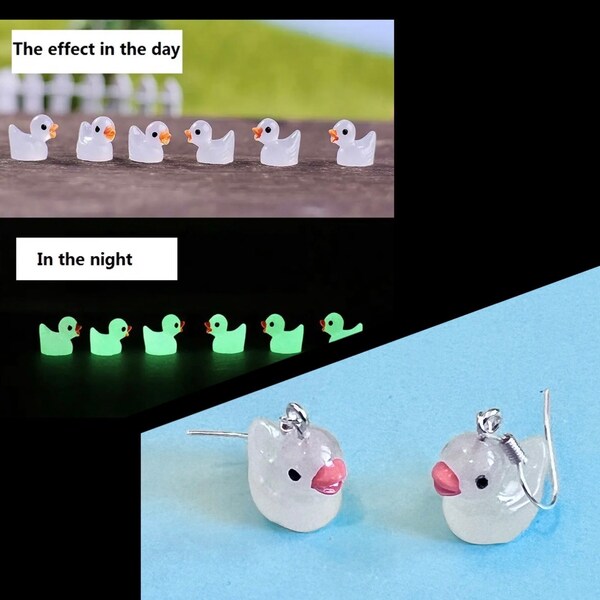 Boucles d'oreilles Illuminous Duck 'Hook a Duck', Funky, Fun, Quirky Super Cute and original, Glow in the dark, Retro