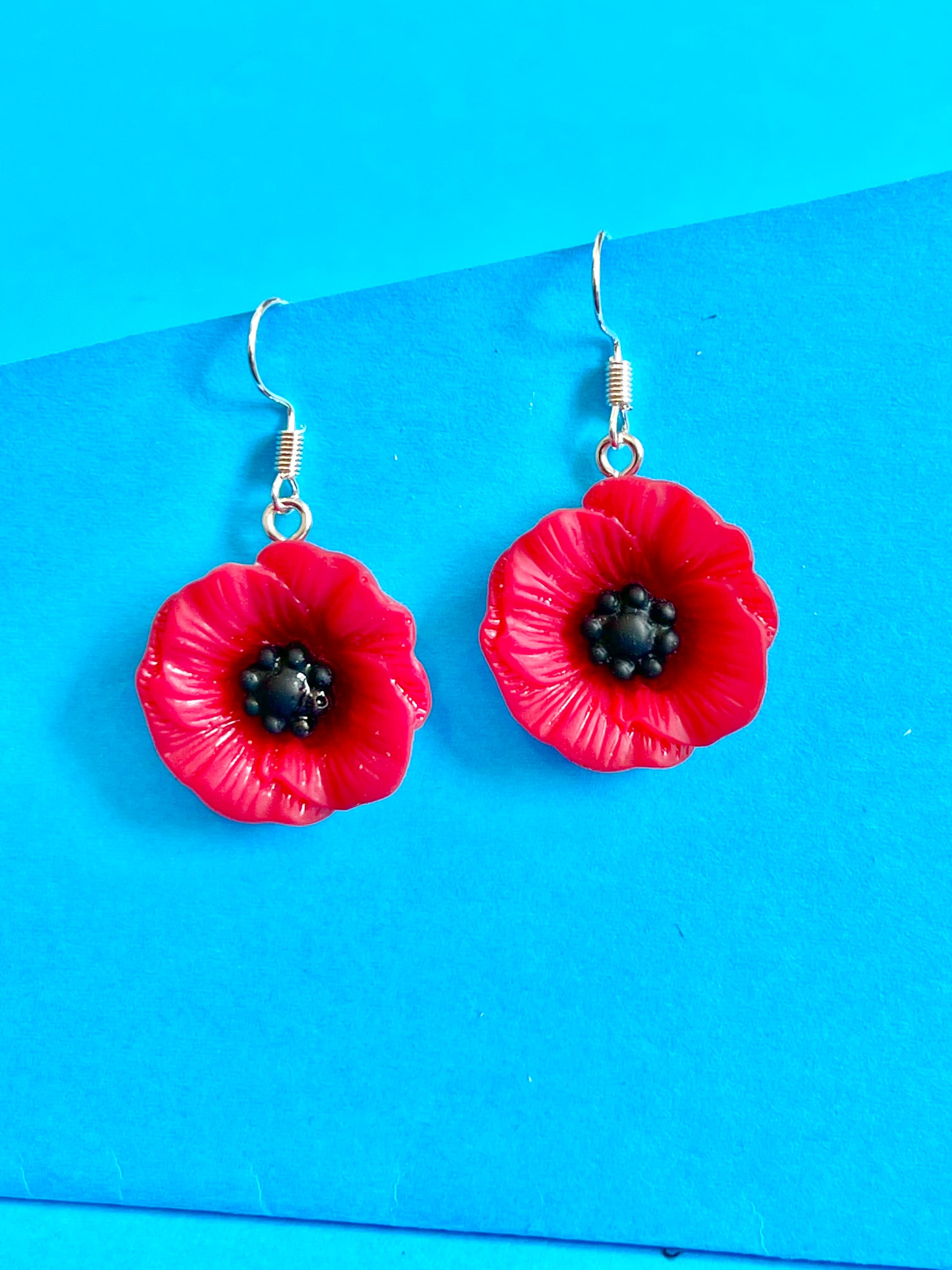 Poppy flower earrings discount