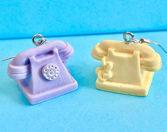 Telephone dangle earrings, #RETRO, Funky, Fun, Cute and quirky 80's & 90's