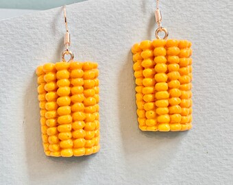 Corn on the Cob, Sweetcorn Earrings, quirky, funky earrings, UK earrings, vegetable food earrings