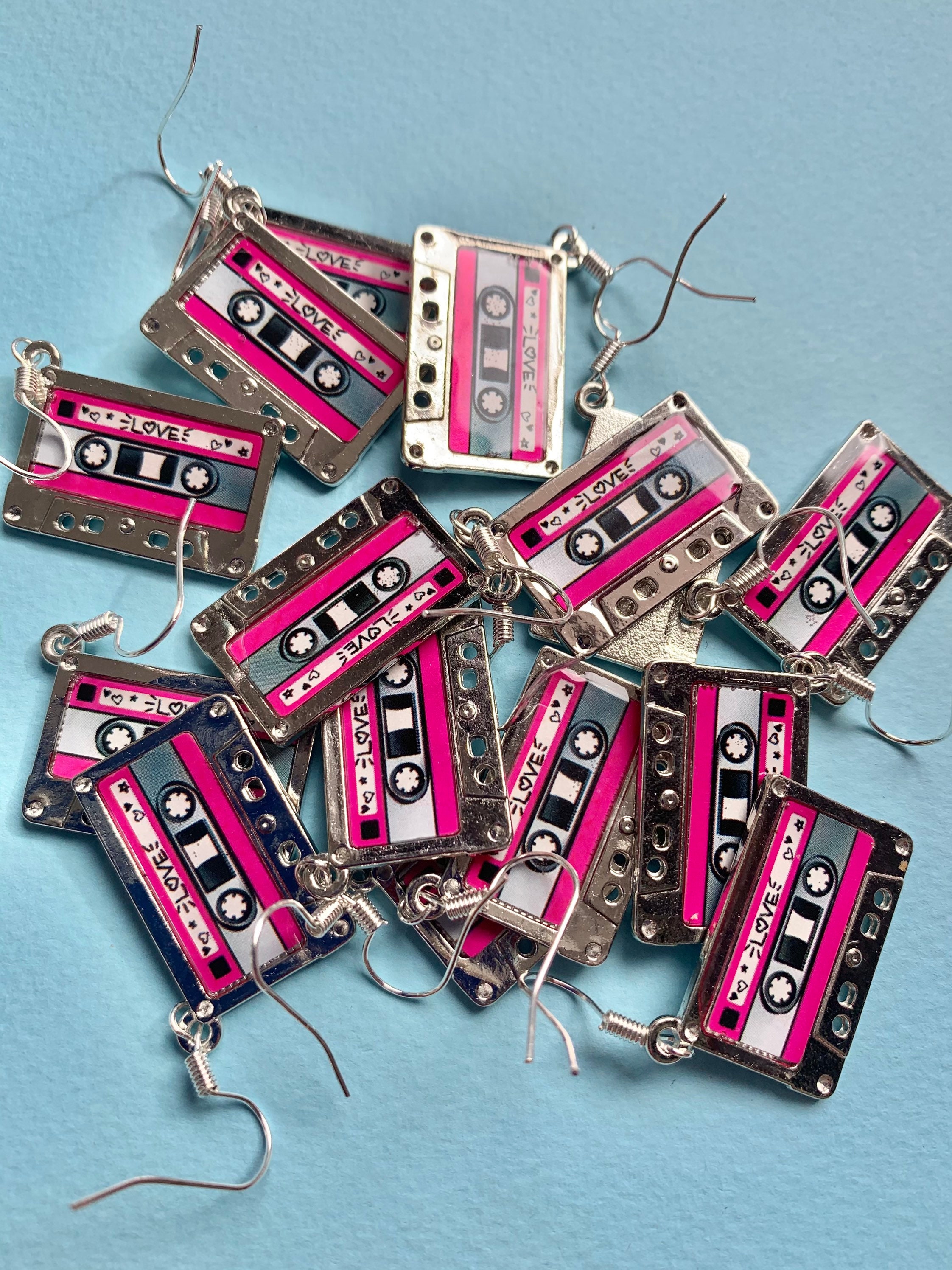 CWVHQ 80s Cassette Tape Dangle Earrings - Acrylic Retro Statement Earrings For Women - View #7