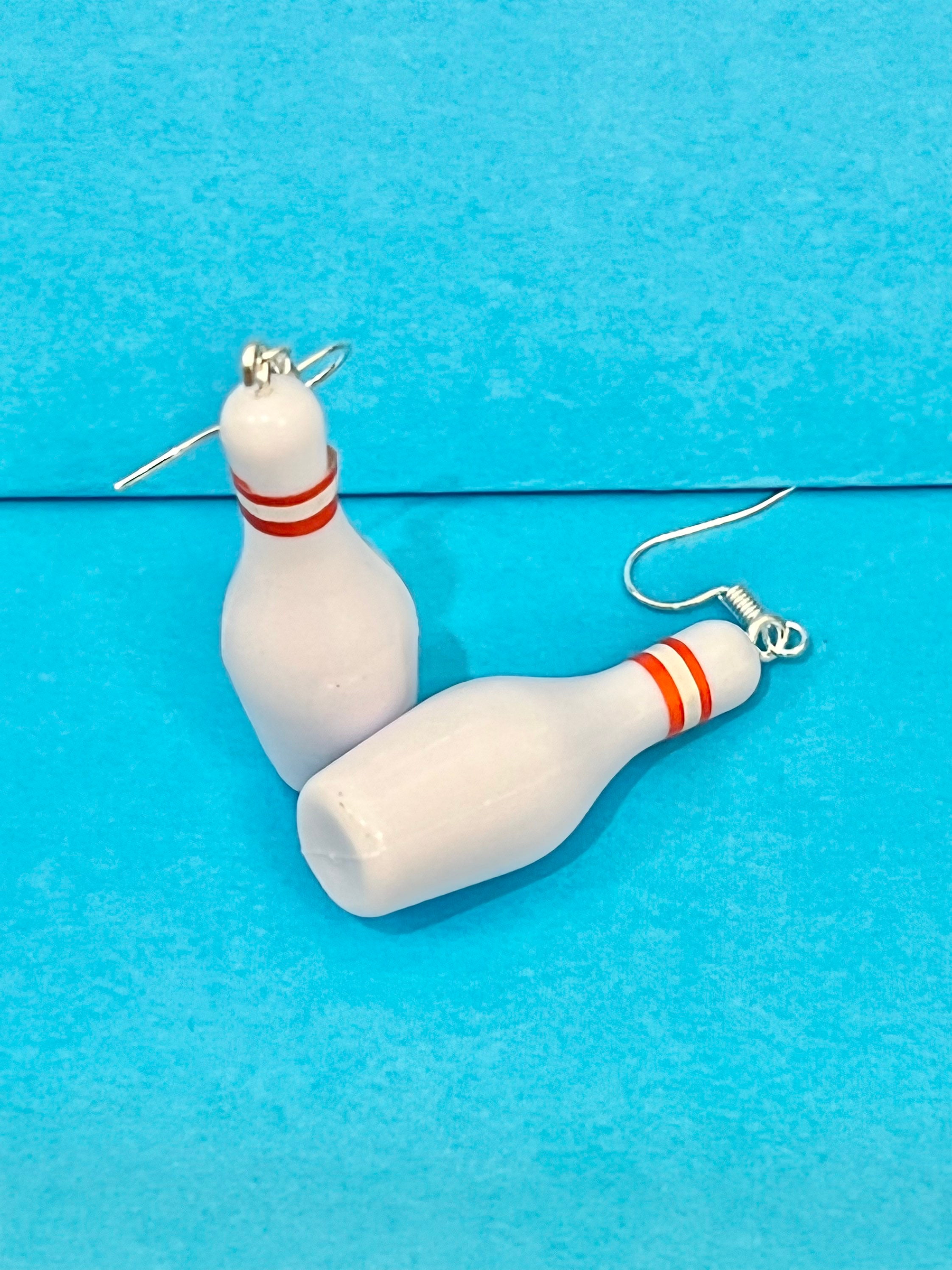 Ten Pin Bowling Skittles Dangle Earrings Funky Earrings Fun Earrings Quirky and Original Bowling 10 Pins Etsy