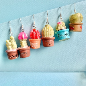 Pendientes colgantes de cactus, pendientes colgantes, pendientes originales y originales, pendientes personalizados, pendientes divertidos.