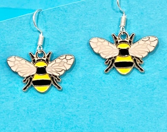 Bumble Bee Dangle Earrings, Funky, Fun, Dainty, Delicate and Quirky Earrings