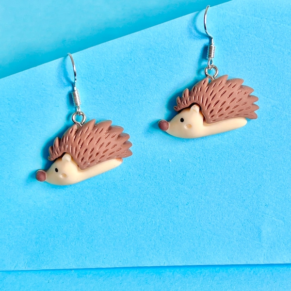 Harriet the Hedgehog earrings, fun funky, dangler earrings