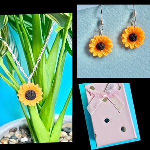 Sunflower Mini Sun Flower, Dangler Earrings, Yellow/Orange Funky, Quirky, Bespoke Earrings, Fun Earrings, UK Earrings, Necklace and Keyring