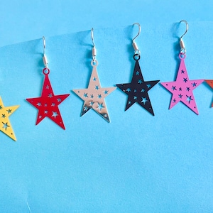 Stars in your ears dangle earrings, cute and dainty, Funky, Bespoke and Fun Earrings