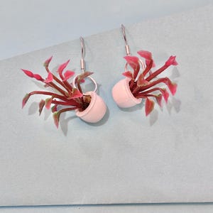 Wiszące kolczyki z koszyka roślin, wiszące kolczyki, Funky, Quirky, Bespoke, Fun Earrings