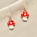 Red Mushroom Toadstool dangle earrings, Funky, Fun, Cute and original 
