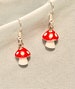 Red Mushroom Toadstool dangle earrings, Funky, Fun, Cute and original, Keyring and Necklace 